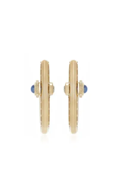 Yvonne Léon Gousset 9k Yellow Gold Diamond; Sapphire Earrings