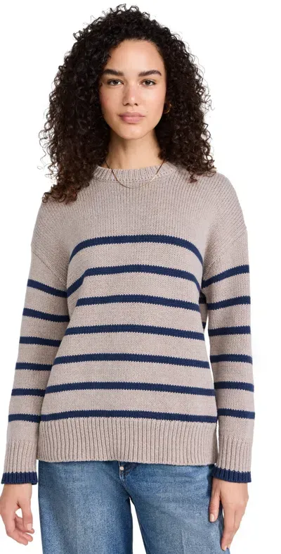 Z Supply Boyfriend Stripe Sweater Heather Taupe