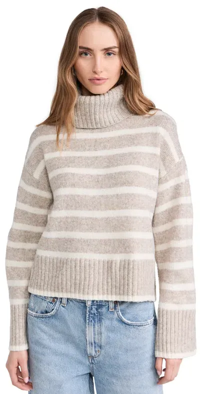 Z Supply Josephine Stripe Sweater Heather Taupe