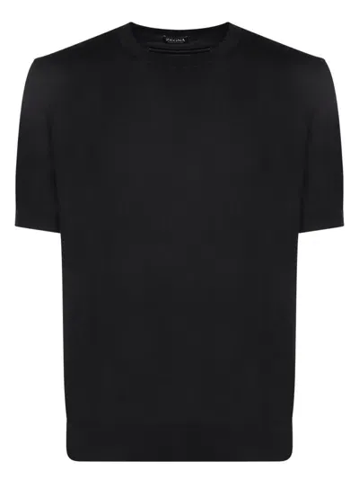 Z Zegna Crewneck Straight Hem Jumper In Black