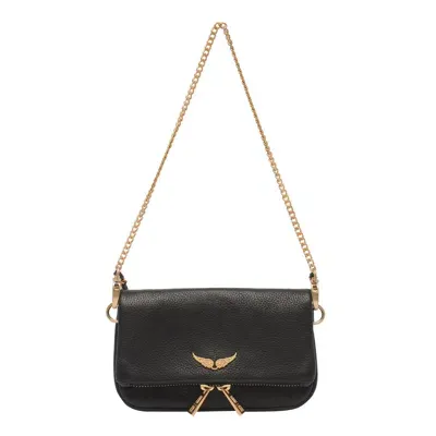 Zadig &amp; Voltaire Rock Nano Crossbody Bag In Noir Gold