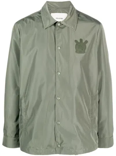 Zadig & Voltaire Bertie Skull Shirt Jacket In Olivier