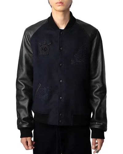 Zadig & Voltaire Birdieh Wool Bomber Jacket In Encre