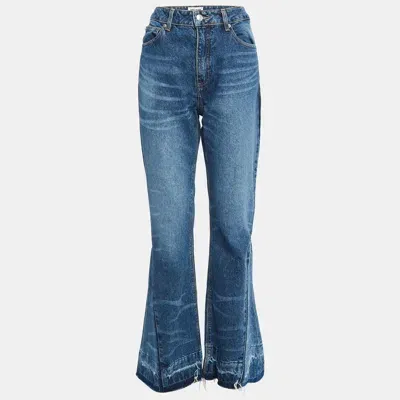 Pre-owned Zadig & Voltaire Blue Distressed Denim Wide Leg Jeans M