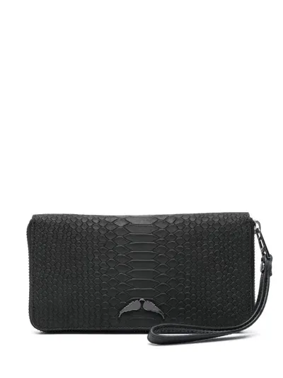 Zadig & Voltaire Crocodile-effect Leather Wallet In Black