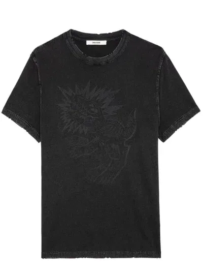 Zadig & Voltaire Graphic-print Organic-cotton T-shirt In Black