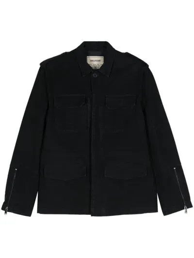 Zadig & Voltaire Keegan Moleskine Cotton Jacket In Encre