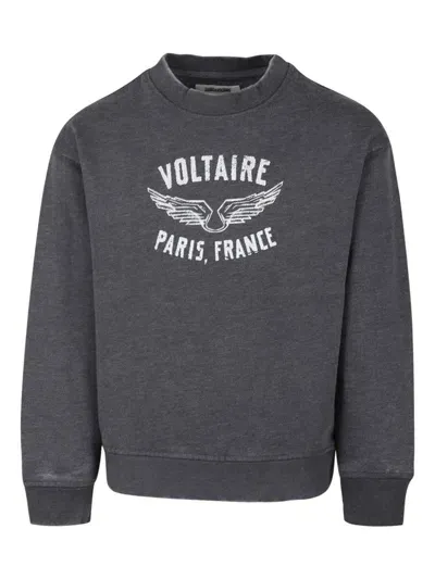 Zadig & Voltaire Kids' Logo-print Sweatshirt In Grey