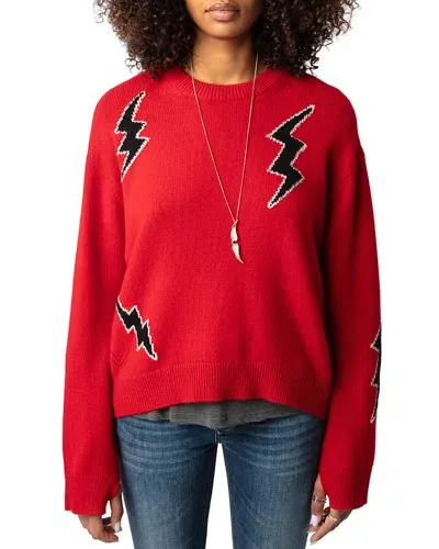 Zadig & Voltaire Markus Ws Flashlight Cashmere Sweater In Cerise Red