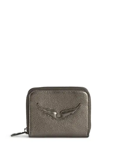 Zadig & Voltaire Mini Zv Leather Purse In Silver