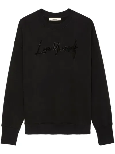 Zadig & Voltaire Oscar Love Yourself Sweater In Noir