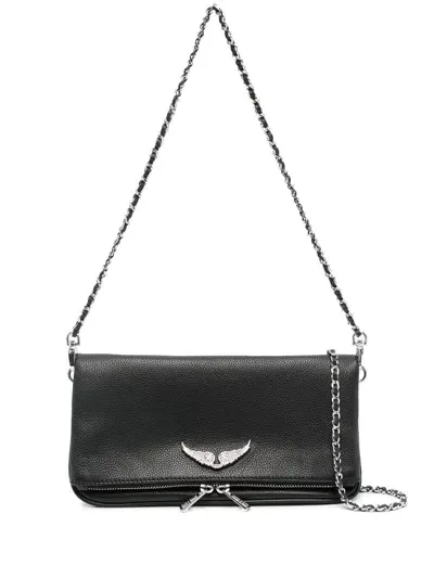 Zadig & Voltaire Rock Swing Your Wings Clutch Bag In Black