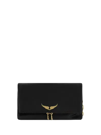 Zadig & Voltaire Rocky Shoulder Bag In Noir Gold