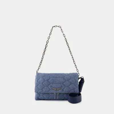 Zadig & Voltaire Zadig&voltaire Rocky Xl Scale Glitter Crossbody In Blue