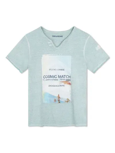 Zadig & Voltaire Kids' Short Sleeve T-shirt In Blue