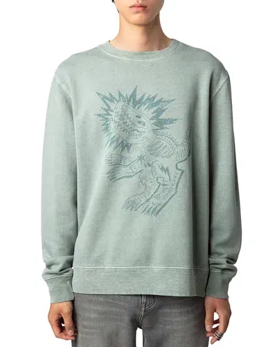 Zadig & Voltaire Simba Mo Wording Dinosaure Cotton Printed Sweatshirt In Nebulous