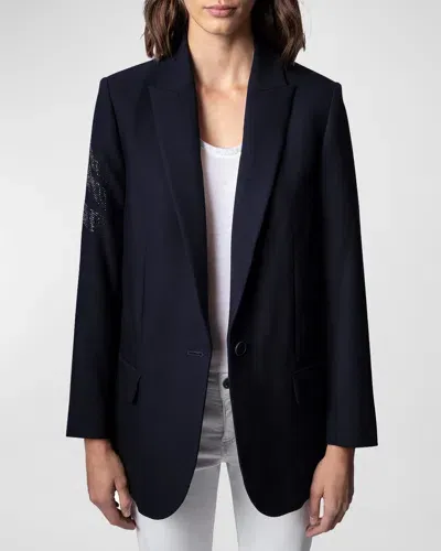 Zadig & Voltaire Viva Arrow Strass Blazer In Encre