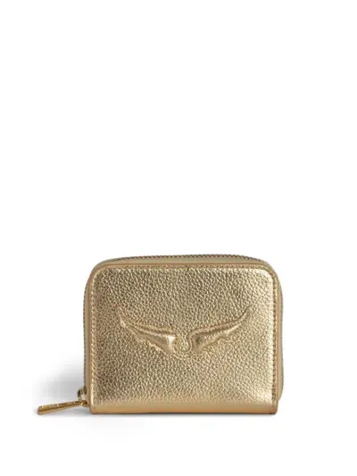 Zadig & Voltaire Wings-appliqué Wallet In Gold