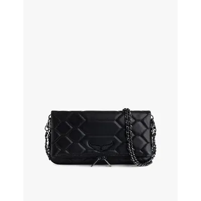 Zadig & Voltaire Rock Quilted Suede Clutch In Flash