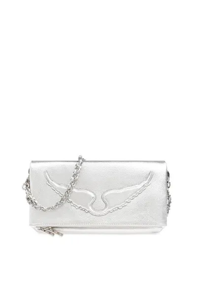 Zadig & Voltaire Rock Clutch Bag In Silver