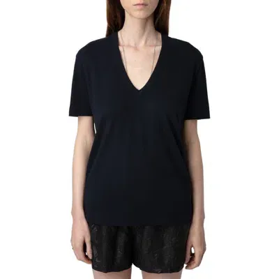 Zadig & Voltaire Wassa Rhinestone-embellished T-shirt In Encre