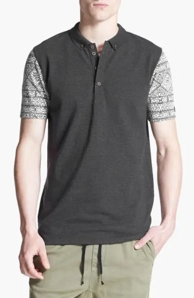 Zanerobe 'vinny' Print Sleeve Polo In Black