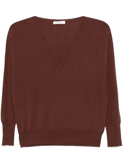 Zanone Fine-knit Sweater In Brown