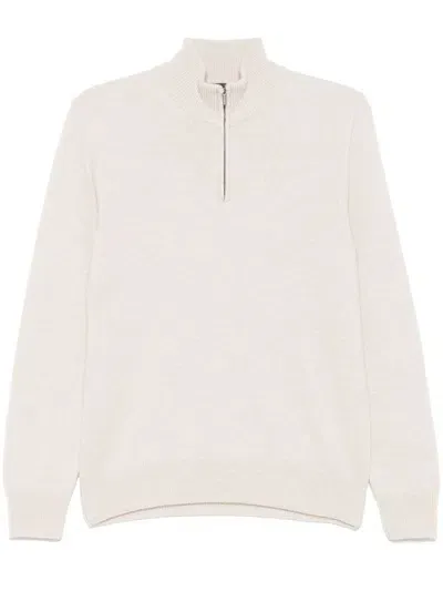 Zanone Half-zip Sweater In Neutrals