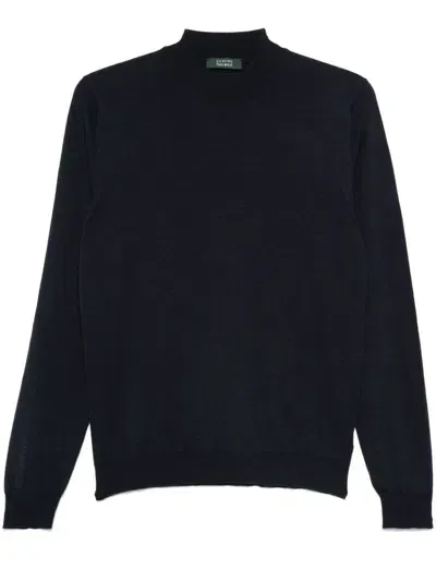 Zanone Mock-neck Sweater In Blue