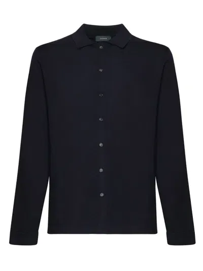 Zanone Virgin Wool Shirt In Black