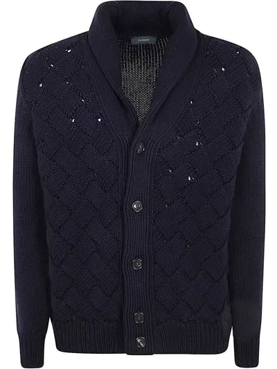 Zanone Slim Fit Scial Cardigan Clothing In Blue