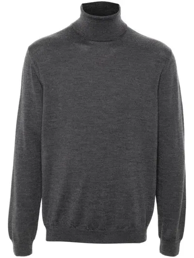 Zanone Mélange-effect Wool Roll-neck Jumper In Grey