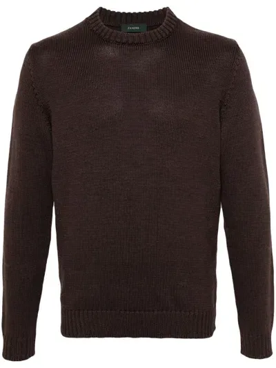 Zanone Virgin-wool Sweater In Brown