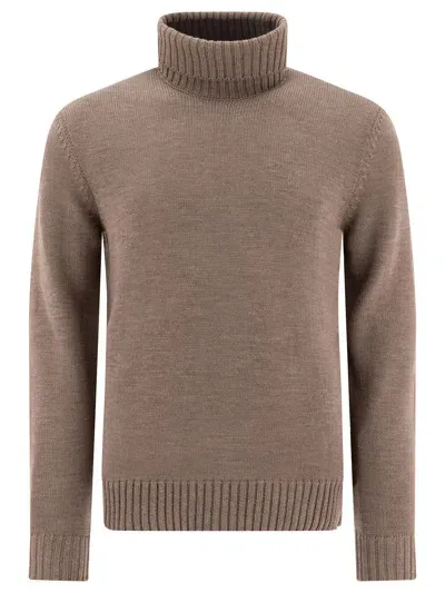 Zanone Virgin Wool Turtleneck Sweater Knitwear In Beige