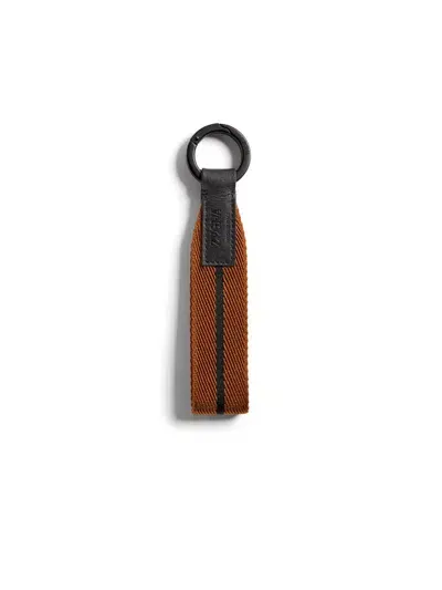 Zegna 232 Road Brand Mark Web Key Chain In Multi