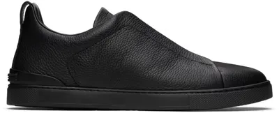 Zegna Baskets Triple Stitch En Cuir De Cerf Noires