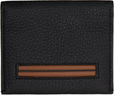 Zegna Black Leather Wallet In Nvs