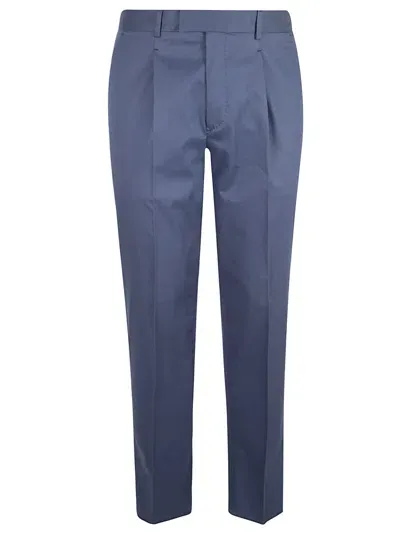 Zegna Concealed Wrap Trousers In Blu