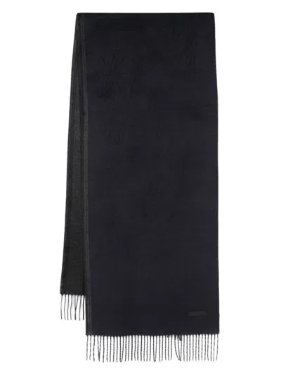 Zegna Logo-appliqué Scarf In Black