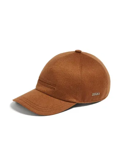 Zegna Logo Detailed Baseball Cap In Brown