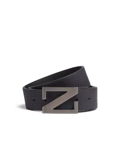 Zegna Logo Plaque Reversible Belt In Multi