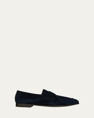 Zegna Suede Loafers In Navy