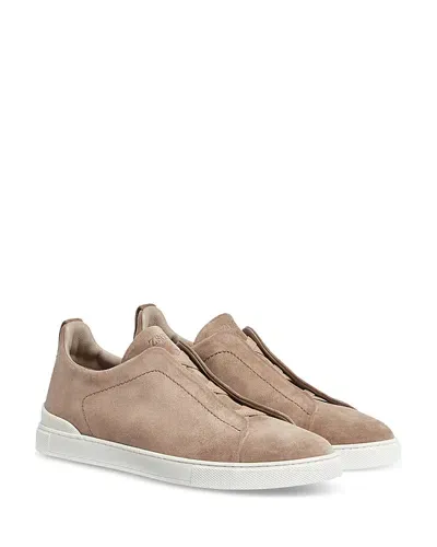 Zegna Beige Triple Stitch Sneakers In Cream