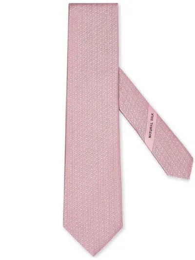 Zegna Monogram Pattern Tie In Pink