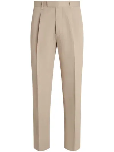 Zegna Pleated Trousers In Light Taupe