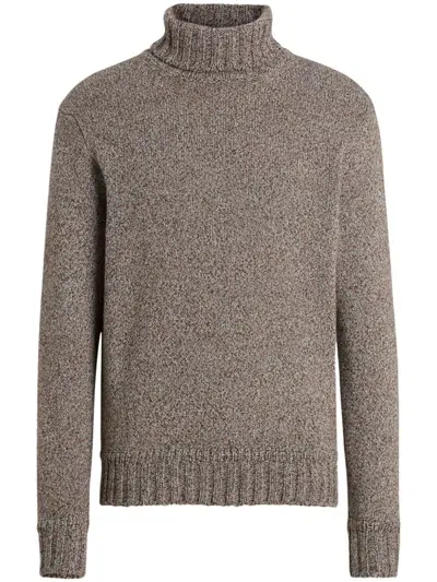 Zegna Roll-neck Sweater In Dark Foliage