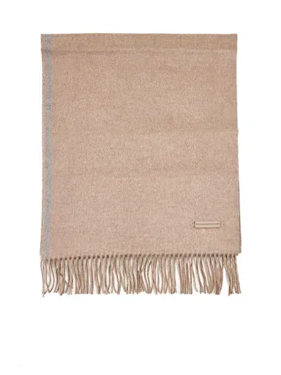 Zegna Scarf In Beige Grey