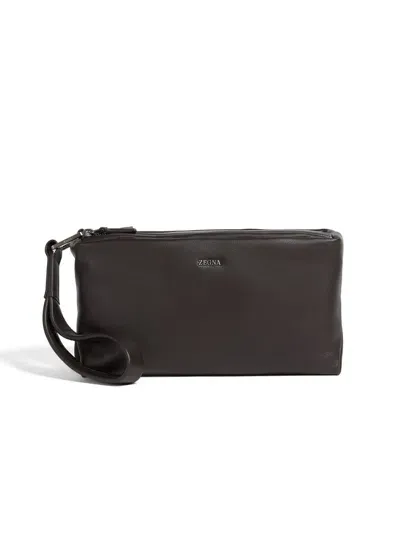 Zegna Secondskin Softy Pouch In Brown