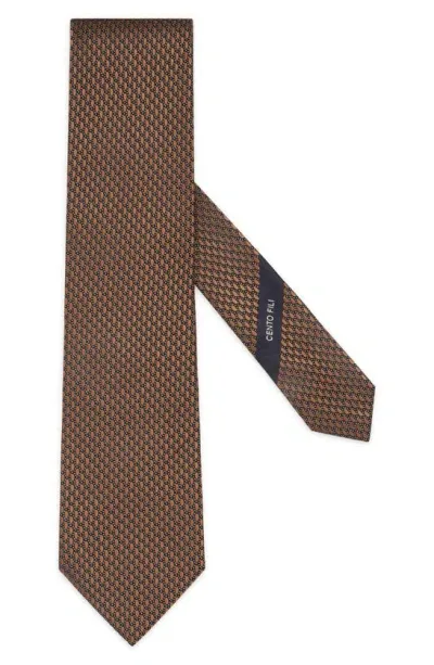 Zegna Ties Cento Fili Dot Jacquard Silk Tie In Vicuna