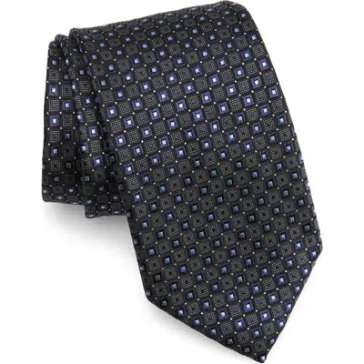 Zegna Ties Embroidered Polka Dot Geo Silk Tie In Black